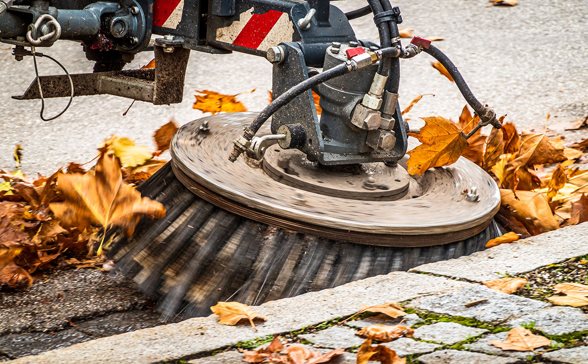 Road sweeper working through the Adelaide CBD